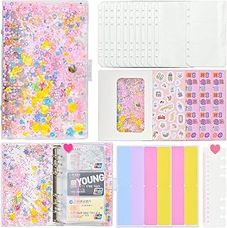 Classeur A6 Budget Enveloppe PVC | Planner Portfolio A6 Pochette Budget | Classeurs à Anneaux pour Voyage Agenda Maison Bureau (rose)